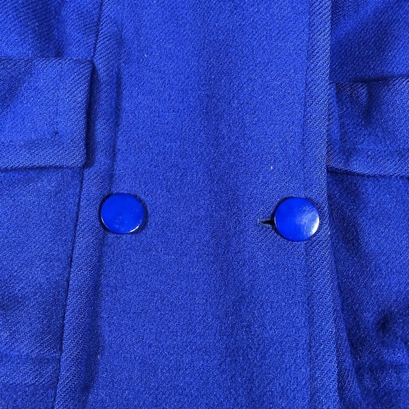 Vintage Steilmann Womens 10 Blue Wool Double Breasted Overcoat 80s - Picture 12 of 15